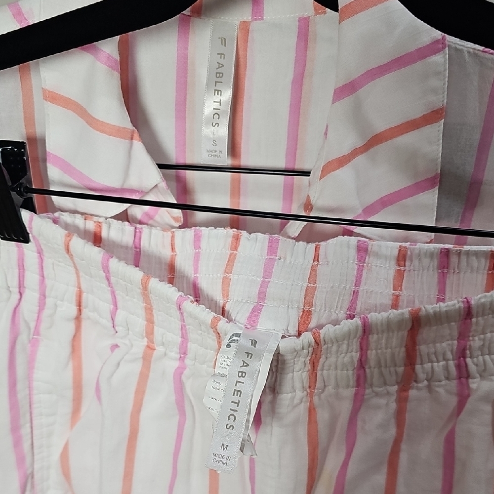 Fabletics White Pajama Set with Pink and Orange Stripes - Picture 3 of 8
